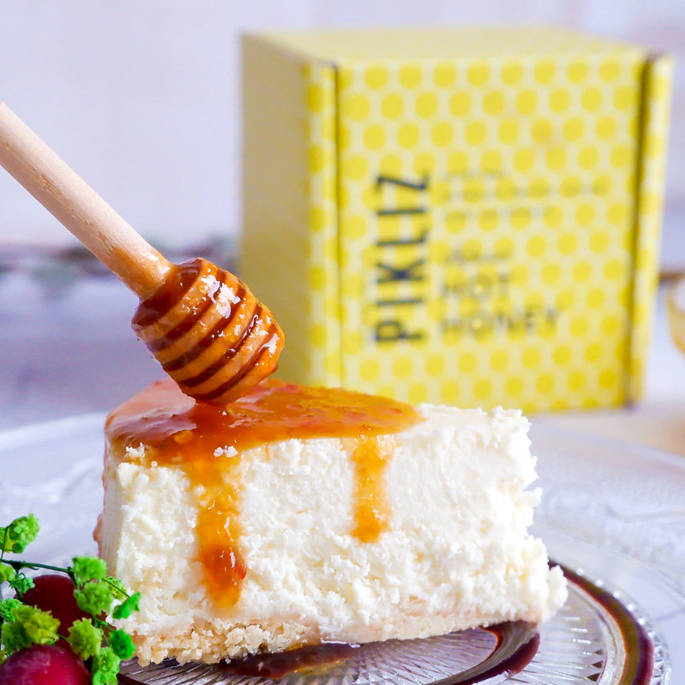 New York Cheesecake with Alexandra’s Pikliz Infused Hot Honey