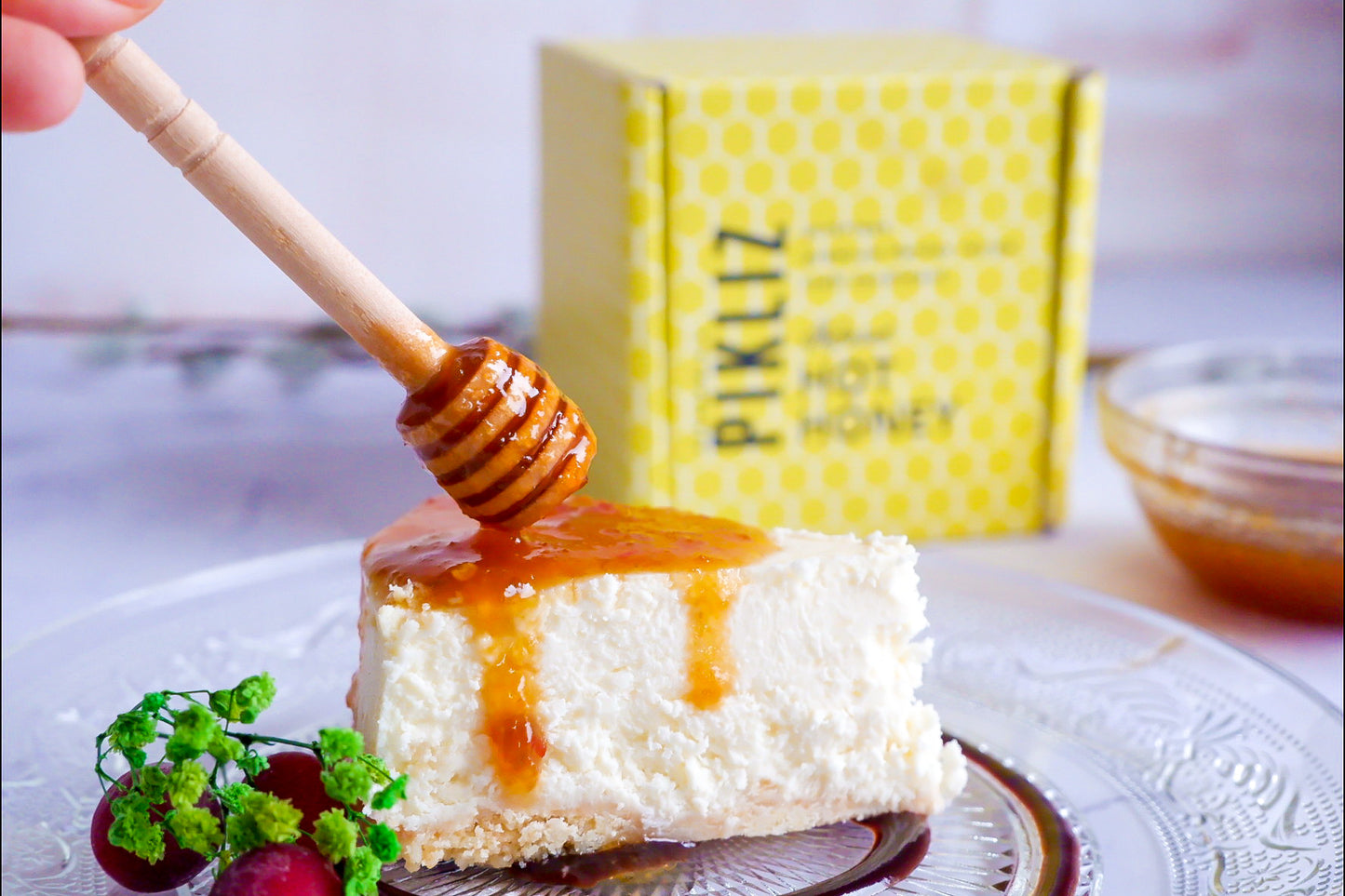 New York Cheesecake with Alexandra’s Pikliz Infused Hot Honey