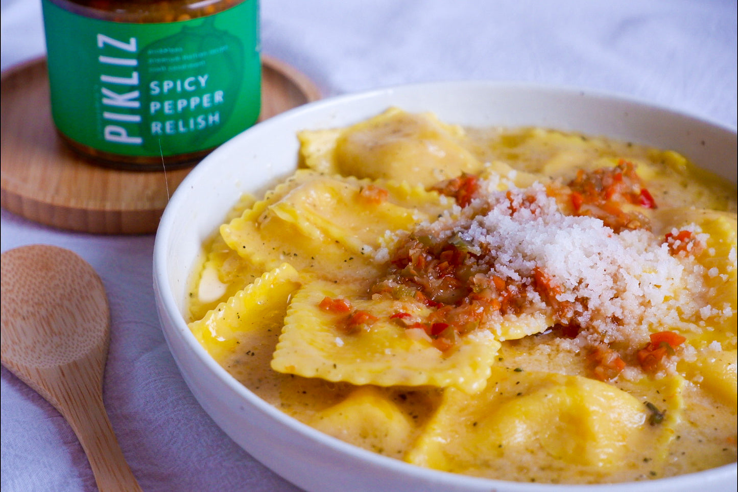 Ravioli in Sage Brown Butter Sauce with Alexandra’s Pikliz