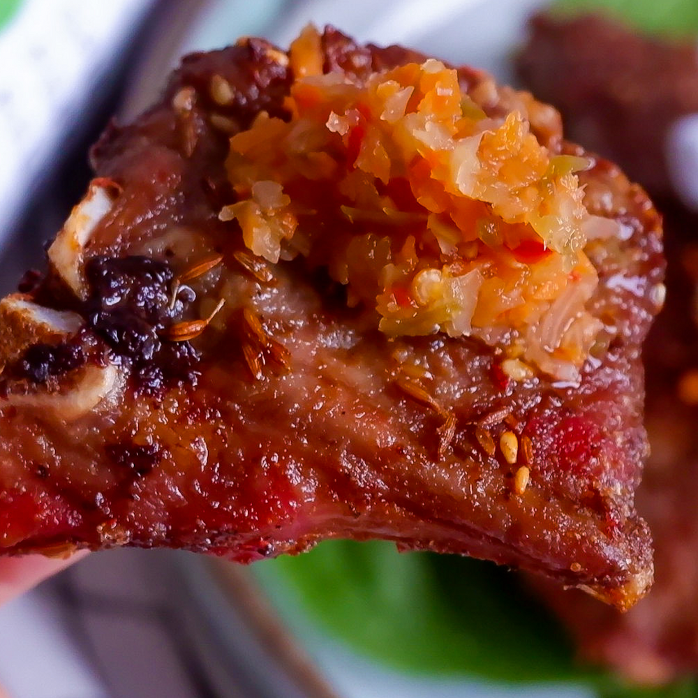 Alexandra's Pikliz on Lamb Loin Chop - Pikliz Perfected
