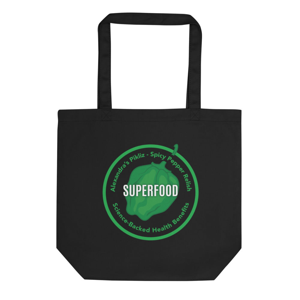 Stylish and practical black Pikliz Superfood tote bag
